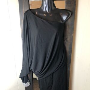 David Meister Elegant Black One-Shoulder Dress Mob dress